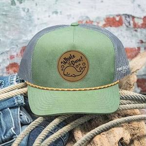 Gorras de camionero OEM de alta calidad 112 con parche de cuero granate verde oscuro Vintage 5 paneles malla Snapback sombreros para adultos - Product Image 5