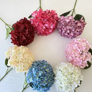 Colorful silk hydrangea stem wedding decoration large heads hydrangea vase table roman hydrangea