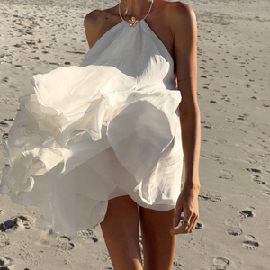 เดรสทรงเอลายดอกไม้ฝรั่งเศสประดับห่วงโลหะ ดีไซน์หรูหราทันสมัย เหมาะสำหรับวันหยุดพักผ่อนและงานปาร์ตี้ - Product Image 3