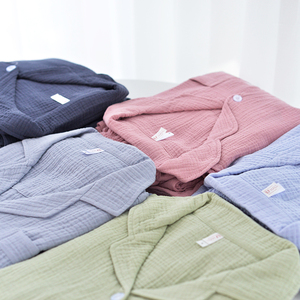 Pyjamas <span class=keywords><strong>de</strong></span> haute qualité <span class=keywords><strong>gaze</strong></span> unie <span class=keywords><strong>double</strong></span> couche 2 pièces ensemble vêtements <span class=keywords><strong>de</strong></span> nuit 100% coton pyjama femme - Product Image 5