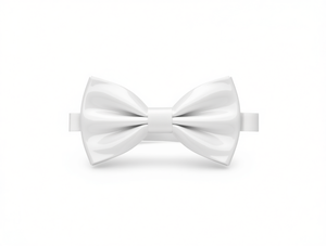 Pajarita Blanca Lisa Brillante Pre-Atada de Seda, Accesorio Formal - Product Image 1