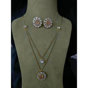 Ensemble de collier à pendentif de qualité supérieure pour filles femmes AD CZ laiton plaqué or rose ethnique pour la fête - Product Image 5