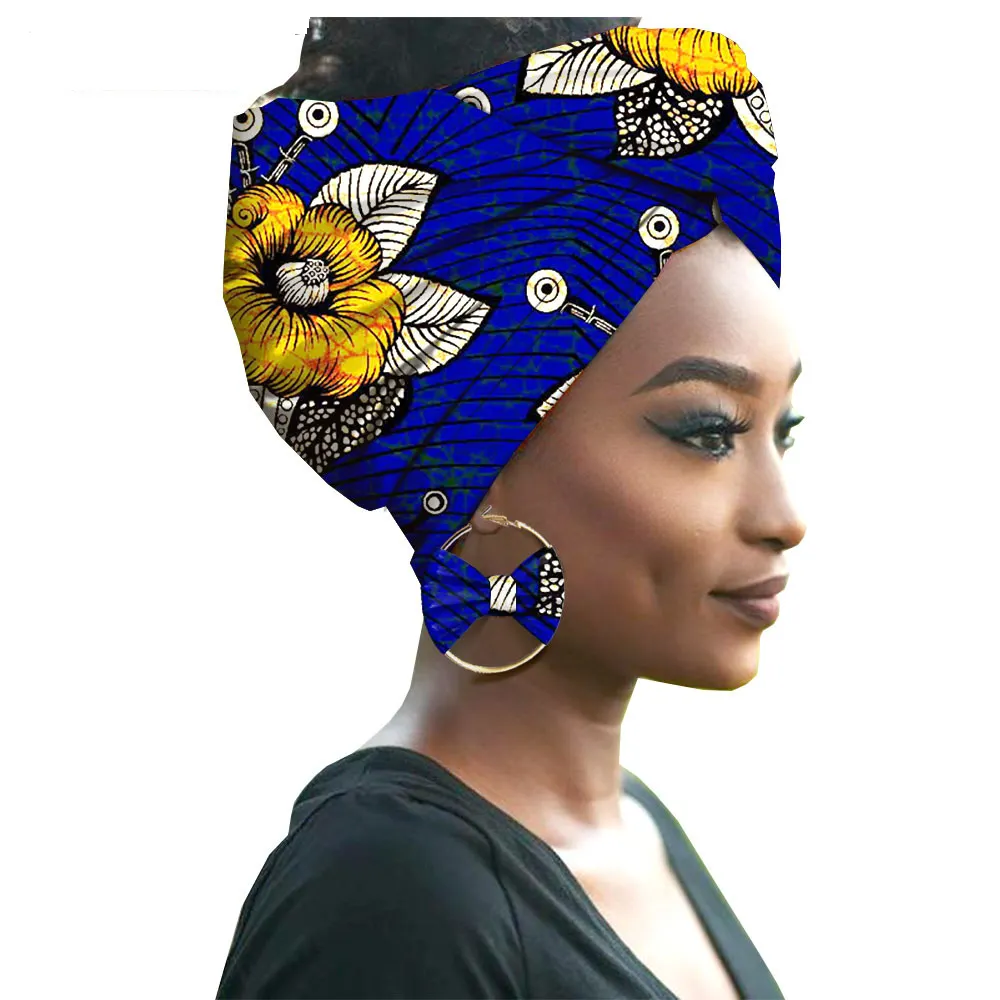 Hots Phụ Nữ Châu Phi Hijab Turban Đầu Tóc Khăn Quàng Cổ Và Hoa Tai Khăn Trùm Đầu Châu Phi Phụ Nữ Turban Heads Kết Thúc Tốt Đẹp Với Bông Tai