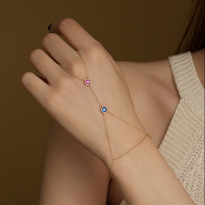 Уникальные ювелирные украшения <span class=keywords><strong>925</strong></span> стерлингового серебра бирюзовый синий красный циркон кольцо браслеты для женщин - Product Image 3