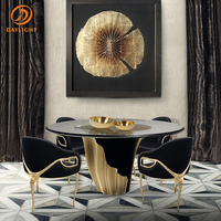 Table à manger de style minimaliste et luxueux, cadre en cuivre et acier inoxydable doré, pour restaurant, maison, salle à manger