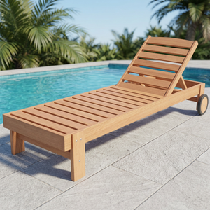 Chaise longue de loisirs BNE en bois tropical massif, design moderne et très résistant, pour salon, intérieur, extérieur, bord de piscine - Product Image 2