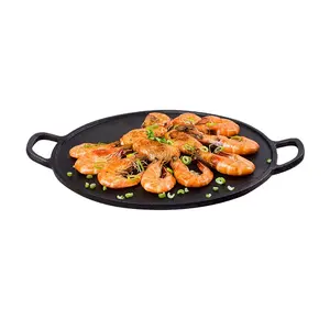 Outdoor cooking pan round frying pan flat cast iron pan paella