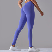 Leggings de sport pour femmes à taille élastique, sans couture, pour yoga, avec taille en V, effet ventre plat et rehaussement des fessiers, pour fitness, gym et course à pied