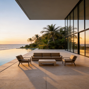 Ensemble de meubles d'extérieur en teck résistant aux intempéries, style vintage en bambou, ensemble de meubles de <span class=keywords><strong>jardin</strong></span> en bambou de style africain, ensemble de canapés de patio toutes saisons - Product Image 1