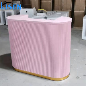 Tamaño personalizado pequeña <span class=keywords><strong>recepcionista</strong></span> muebles de salón Escritorio de recepción salón de belleza Mostrador de recibos mesa de recepción de oficina - Product Image 4