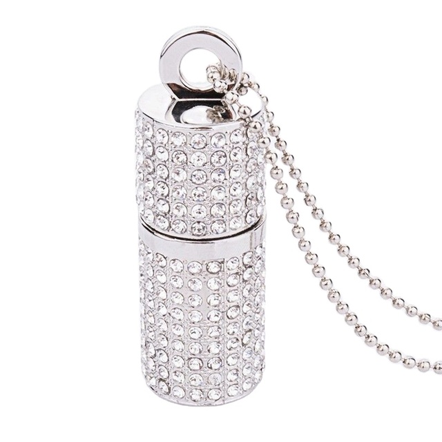 Crystal Diamond Metal Pendrive Keychain Waterproof Heart Shape Pen Drive 64GB 2GB 4GB 32GB 16GB 8GB Diamond Lipstick Flash Drive