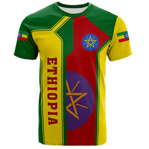 Vente en gros OEM T-shirt Ethiopie en vrac Modèles d'alphabet Ethiopie T-shirt Ethiopie personnalisé Style <span class=keywords><strong>Reggae</strong></span> T-shirt personnalisé avec logo - Product Image 2