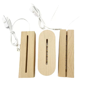 Lámpara de Noche con Base de Madera de Forma Ovalada, Lámpara LED de Madera, Luz Blanca Cálida, USB, Base de Madera de Haya Natural Ovalada - Product Image 3