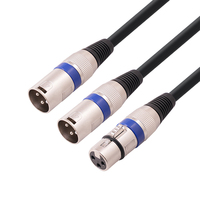 Cable Divisor XLR en Y, 1 Hembra a 2 Machos, Cable de Micrófono de 3 Pines para Grabación en Estudio, Sonido en Vivo, DJ, Iluminación DMX