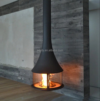 PANSEE Muriel 900mm – Cheminée suspendue moderne autoportante à bois, chauffage décoratif pour salon en acier allié au carbone