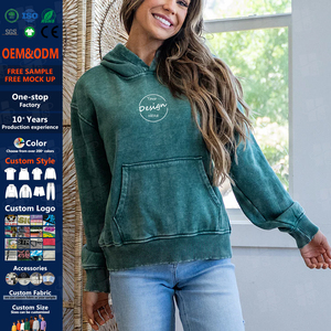 Wholesale High Quality Vintage Hooded Sweatshirt Casual Custom Embroidery Logo Heavyweight 400 GSM Hoodie French Terry Washed - Product Image 1