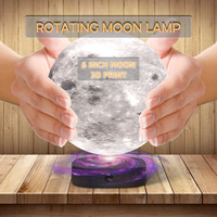 Lampe de lune rotative imprimée en 3D, rechargeable par USB, lumière LED nocturne avec lumière chaude dégradée, lampe de table romantique pour chambre à coucher, cadeau