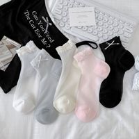 Chaussettes ultra-fines à nœud papillon tridimensionnelles - Chaussettes courtes en tube, sensation de fraîcheur estivale, chaussettes à dentelle à bouche lâche, chaussettes tendance