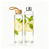 Botol Air Kaca Borosilikat Tinggi Transparan 16oz 500ml 700ml 1L Grosir dengan Tutup Stainless Steel