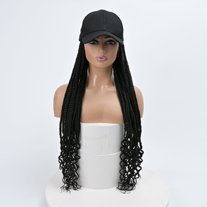 Perruque casquette de baseball Big Hit 32 pouces avec <span class=keywords><strong>tresses</strong></span> <span class=keywords><strong>afro</strong></span> bouclées aux extrémités, extension de cheveux en fibre mate résistante à la chaleur de qualité supérieure pour usage quotidien - Product Image 4