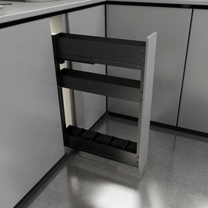 Support de rangement moderne en métal pour bouteilles et bocaux, à 3 niveaux avec plateau coulissant, accessoires pour armoires de cuisine, rangement vertical pour épices 02 - Product Image 4