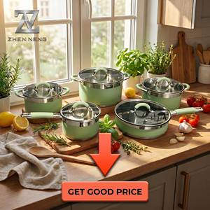 Conjunto de Utensílios de Cozinha Clássico de Aço Inoxidável Durável com 10 Peças, com Cabos de Silicone, Panela de Sopa 16-24cm, Panela para Leite, Frigideira e Tampa de Vidro - Product Image 6
