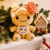 Produsen Mainan Boneka Plush Maskot Natal Kustom OEM, Boneka Manusia Roti Jahe Kartun Lucu yang Dapat Dipeluk untuk Hadiah Anak