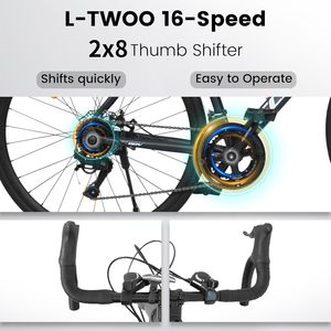 Vélo de route 700x28c, cadre en aluminium léger, 16 vitesses, freins à disque doubles professionnels, accélération rapide, léger - Product Image 5