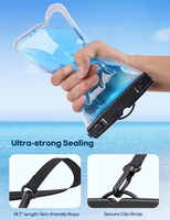 Corde réglable grand Clip IPX8 injecté Air pochette flottante étui de téléphone étanche pour iPhone 16 iPhone 16 Pro sacs de téléphone portable