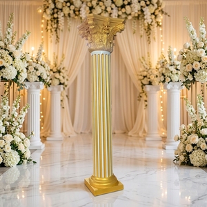 Sculpture de colonne romaine en fibre de verre, pilier décoratif extérieur rond fait à la main pour maison et villa - Product Image 1