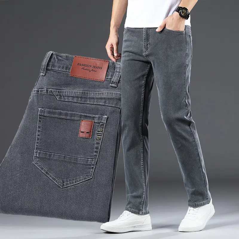 Top Quality Products 2023 Loose Elastic Casual Youth Grey High-end Classic Fashion Jeans For Men