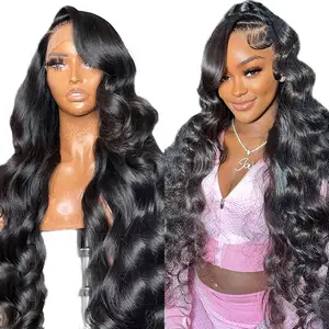 Vendors Quality Silk Top 13x4 Full HD Lace Frontal Wigs Wholesale Glueless Brazilian Super Double Drawn Body Wave Human Hair Wig