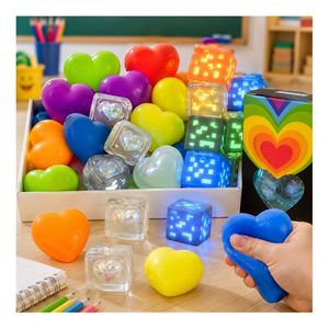 OEM Glow in Dark Maltose Heart Cube Stress Ball Soft Squeeze <b>Toy</b> Slow Rebound Sensory Fidget <b>Desk</b> Gift Distributor - Product Image 6