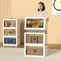 Boîte de rangement pour vêtements en plastique pliable, grande capacité, transparente, empilable, à double ouverture, avec roulettes, pour la maison, vente en gros