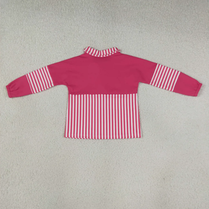 Camisa Casual de Manga Larga a Rayas para Niñas con Cuello Camisero y Cierre de Cremallera, Ajuste Holgado de Spandex/Poliéster, Estilo Chino - Product Image 6