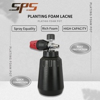 Canon à mousse de neige en laiton massif, bouteille noire haute pression 1L adaptateur en acier inoxydable 1/4 Lance à mousse de lavage de voiture à dégagement rapide