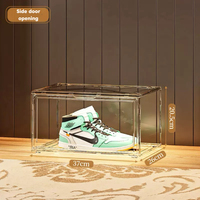 Boîte de rangement double pour chaussures en plastique transparent, personnalisable en usine, pliable, à montage simple, avec porte magnétique, stable et empilable, pour salle de bain