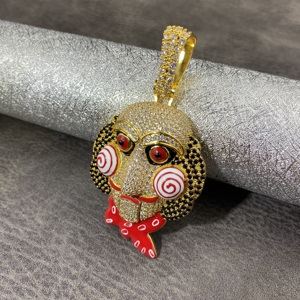 69 colgante de <span class=keywords><strong>payaso</strong></span> de sierra de gran tamaño, collar con colgante de muñeca aterradora de motosierra, joyería de Hop Hip, collar para hombre - Product Image 3