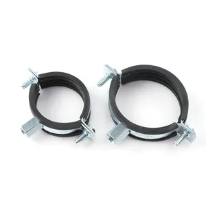 two screws pipe clamps with EPDM rubber galvanized tube hangers pipe hanger Conduit hangers M8+10 nut