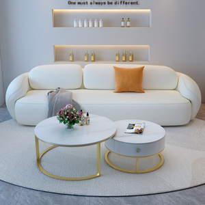 Sofá minimalista color crema con reposabrazos para sala de estar, tienda de vestidos de novia, oficina, casa de huéspedes, sala de recepción, sala de negociación - Product Image 4