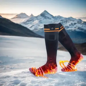 Custom 4000mAh Quick Drying Sports Heated Rechargeable Knee High Suppliers Heating Health Men's Hiking Hunting Ski Woollen Socks