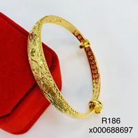 Bijoux Xuping Bague Jonc Plaqué Or 24 Carats Arabe, Bracelet Jonc en Or Simple Design de Dubaï en Gros pour Femmes
