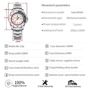 PAGANI DESIGN PD-1726 40MM New Men Mechanical Wristwatches NH36 Week Display Automatic <b>Watches</b> 100M Sport Waterproof <b>Watch</b> - Product Image 6