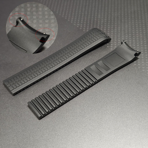 Bracelet de montre en caoutchouc de luxe pour Philippe 5164A 5167A 5167R avec fonction respirante, extrémité incurvée de 21 mm, fermoir déployant noir - Product Image 1