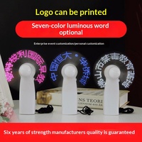 Mini Ventilador de Mano con Luces LED, Personalizable con Texto, Portátil, Ecológico, de ABS/PVC, con Batería, Novedad