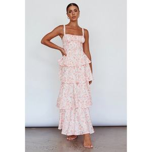 Nuevas llegadas de moda de verano: Vestido largo informal sin mangas con estampado floral azul, estilo elegante sin espalda, lavable y personalizable. - Product Image 4