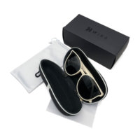 Étui rigide fin pour lunettes de soleil avec fermeture éclair en nylon, double fermeture, boîte à lunettes de luxe, pochette pour lunettes, kit d'emballage pour lunettes, chiffon de nettoyage