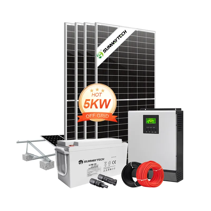 4kw Compleet Zonne-energie Systeem Kit 1kw 10kw 12kw Zonnepanelen Systeem Met Batterij Voor Water Pompen