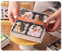 Emballage pour la cuisson de collations et de desserts à 4 grains avec couvercle, boîte à gâteaux en gros pour macarons, boules de neige, soufflés, beignets, mochis