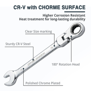 9pcs Ratchet Combo Wrench <strong>Set</strong> Flexible Head Open/<strong>Ring</strong> CRV <strong>Spanner</strong> <strong>Set</strong> with Storage Pouch - Product Image 3